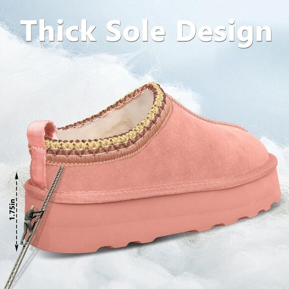 Platform Mini Ankle Boots Short Fur Fleece Lined House Women's Slippers - Picture 4 of 6